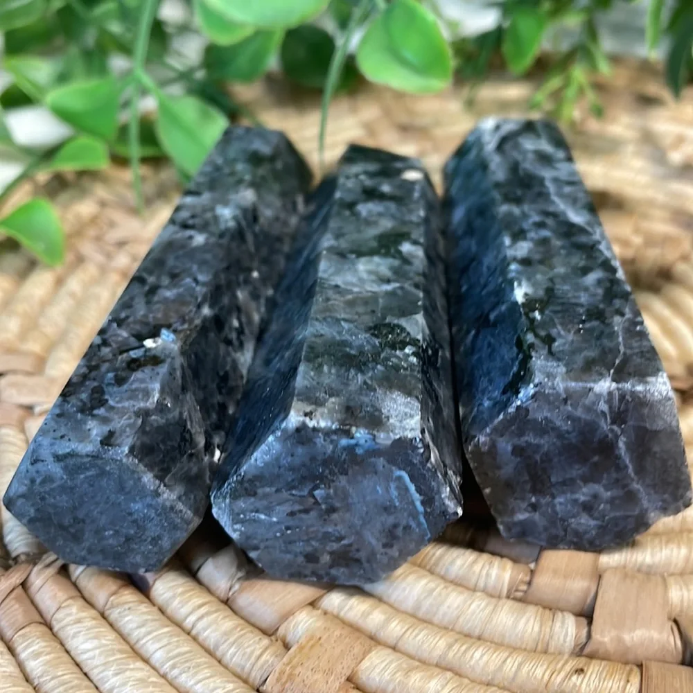 Larvikite Tower Crystal Gemstone Point Black Flash - Picture 11 of 13
